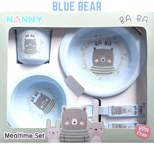 Shears Baby Feeding Set Nanny 5pcs Set Blue Bear - WERONE