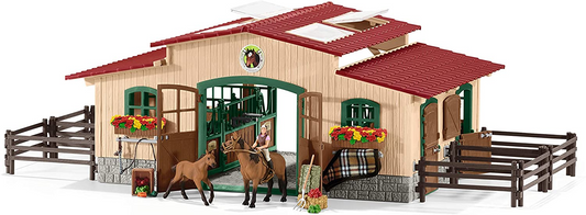 Schleich Stable with horses and accessories Playset, 22.4 x 15 x 5.5" - WERONE