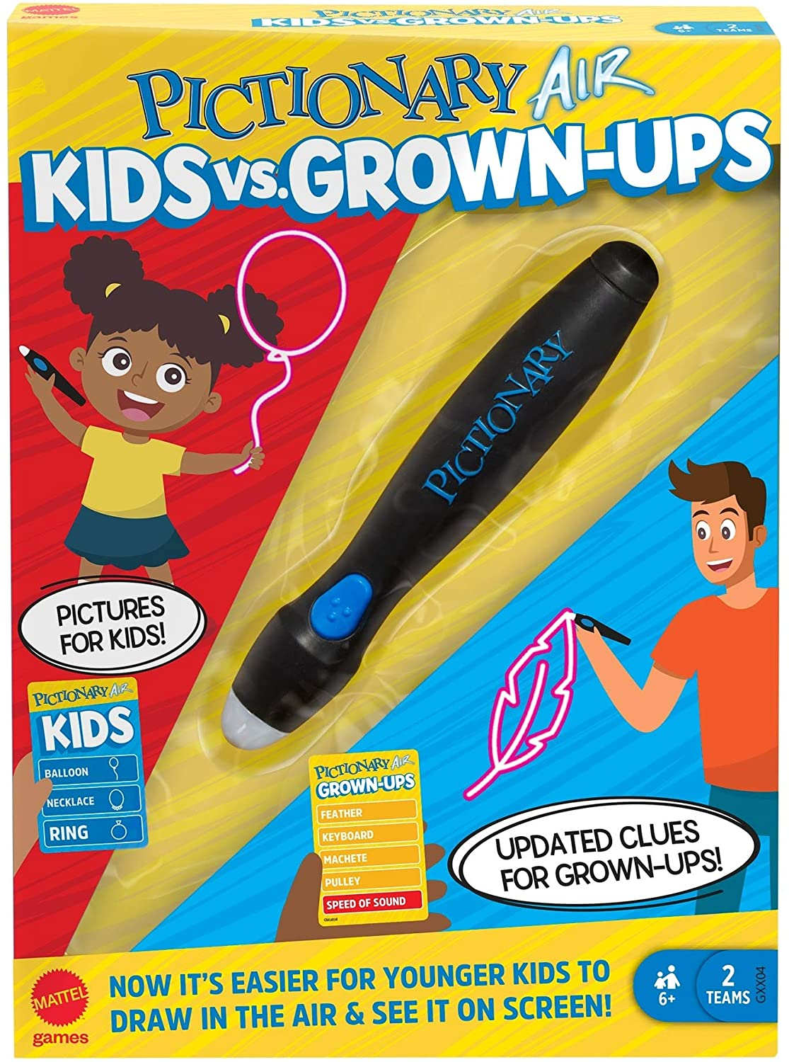 Mattel Games Pictionary Air Kids vs Grown-Ups Family Drawing Game - WERONE
