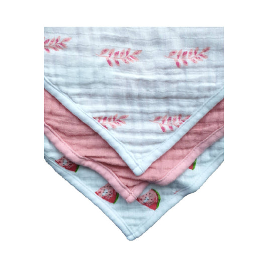 Shears Bib 3Pcs Baby Muslin Bib Leaf & Watermelon Set SBM3L - WERONE