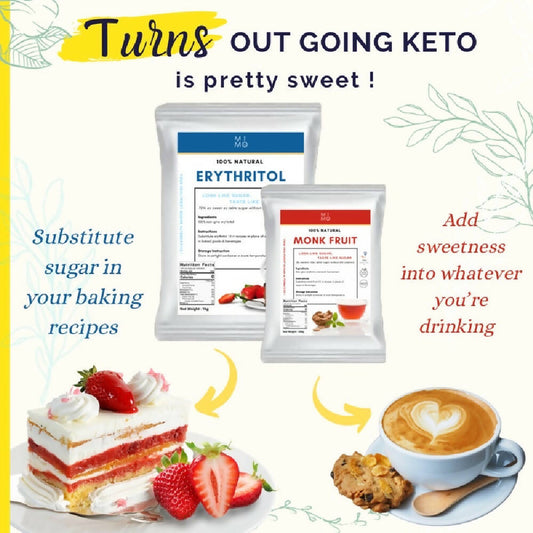 MIMO Natural Sweetener Erythritol / Monk Fruit Sugar - Ideal for Keto Diet / Baking 500G