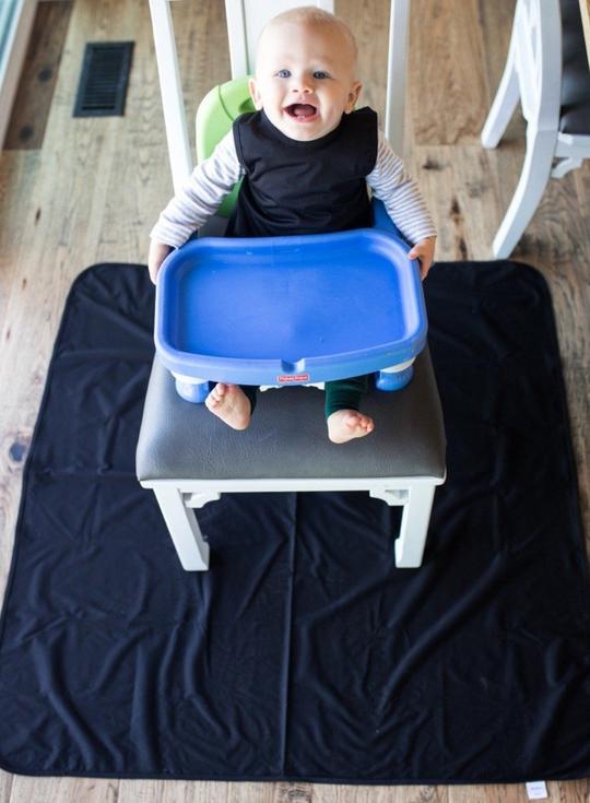 Black Splash Mat - A Waterproof Catch-All for Highchair Spills and More! - WERONE