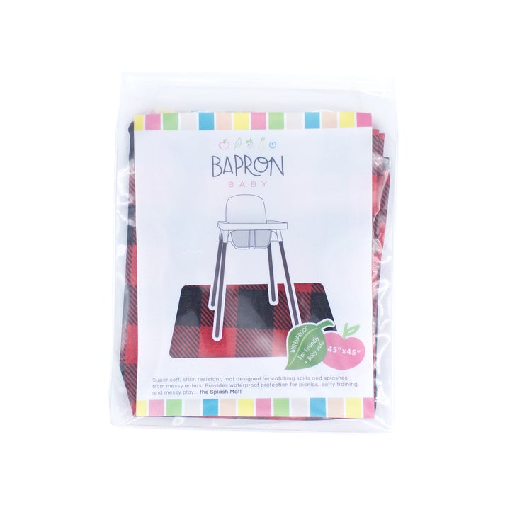 Buffalo Plaid Splash Mat - A Waterproof Catch-All for Highchair Spills and More! - WERONE