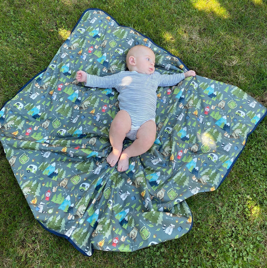 Camping Bears Splash Mat - A Waterproof Catch-All for Highchair Spills - WERONE
