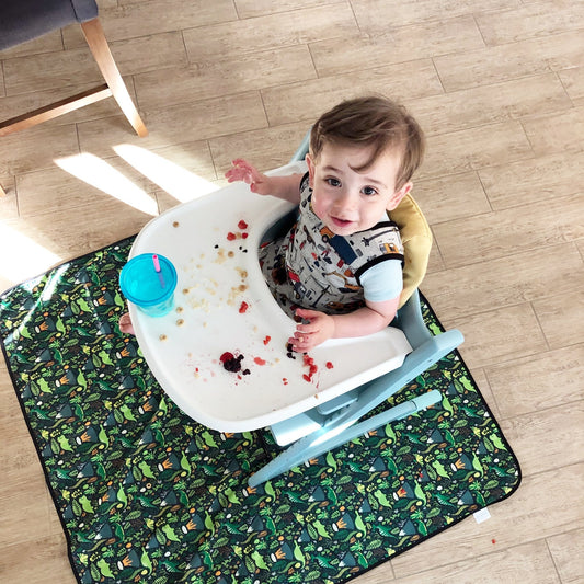 Dino Days Splash Mat - A Waterproof Catch-All for Highchair Spills - WERONE