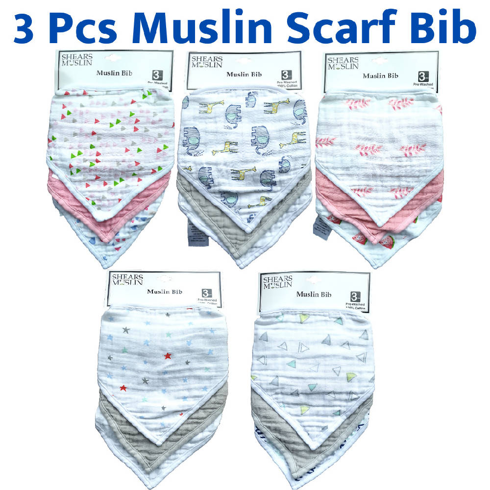 Shears Bib 3Pcs Baby Muslin Bib Star Set SBM3S - WERONE