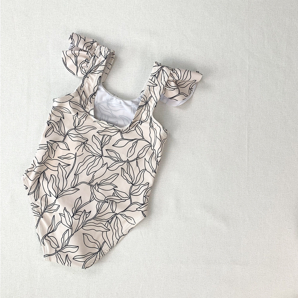 Leaf Flutter Sleeve Girl's Swimsuit - WERONE