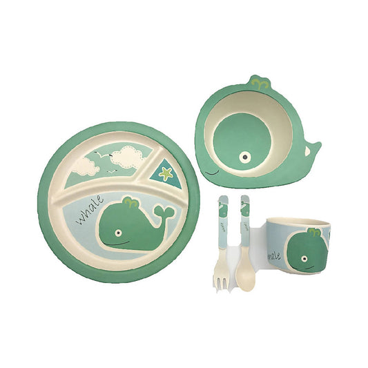 Shears Baby Feeding Set Bamboo Feeding 5pcs Set Blue Whale SBFW - WERONE