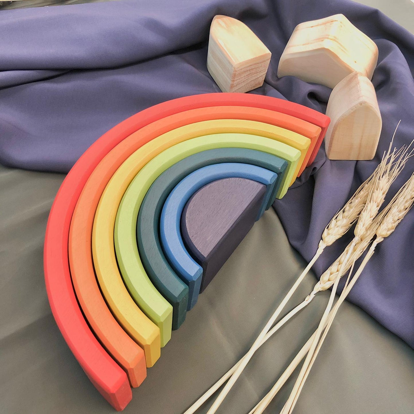 12-Stack Large Classic Rainbow Wooden Stacker - Imaginative Play - WERONE