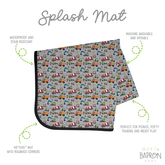Construction Zone Splash Mat - A Waterproof Catch-All for Highchair Spills and More! - WERONE