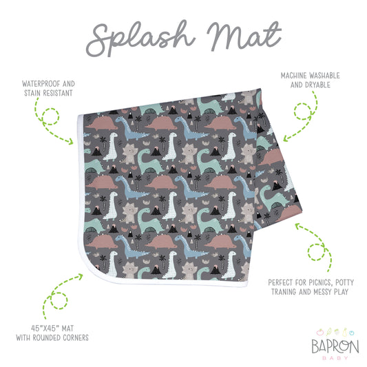 Dinosaur Drawing Splash Mat - A Waterproof Catch-All for Highchair Spills - WERONE