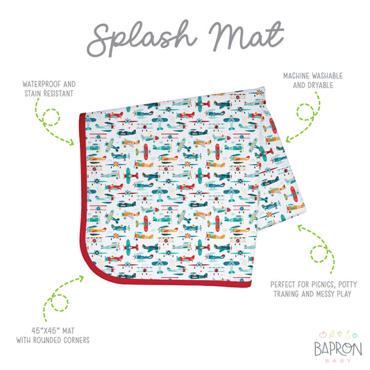 Retro Planes Splash Mat - A Waterproof Catch-All for Highchair Spills - WERONE