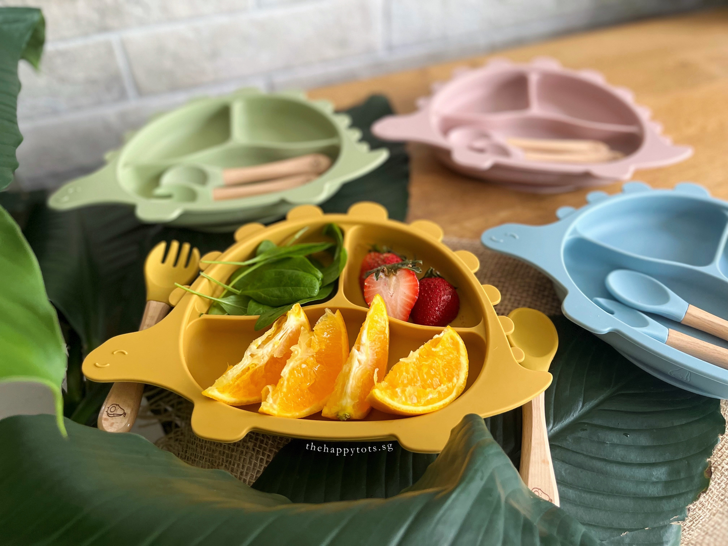 Steggy Dinosaur Plate & Cutlery Set - Baby Blue