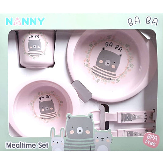 Shears Baby Feeding Set Nanny 5pcs Set Pink Bear - WERONE