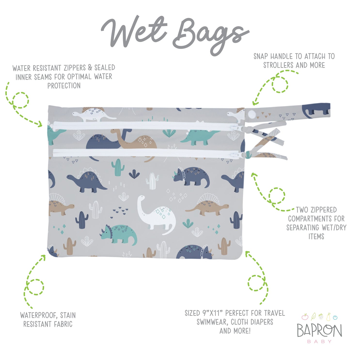 Desert Dinos - Waterproof Wet Bag (For mealtime, on-the-go, and more!) - WERONE