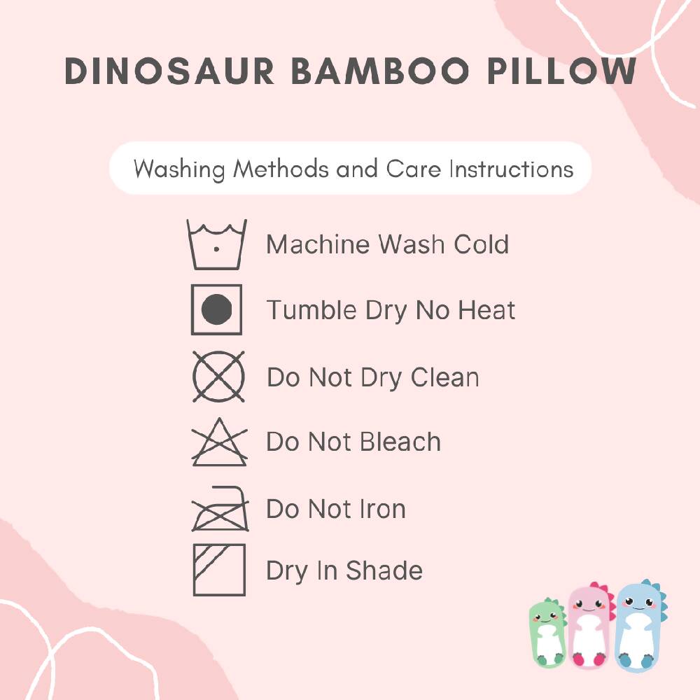 Dinosaur Bamboo Pillow for Children, Toddlers and Babies / 3 Sizes and 3 colours