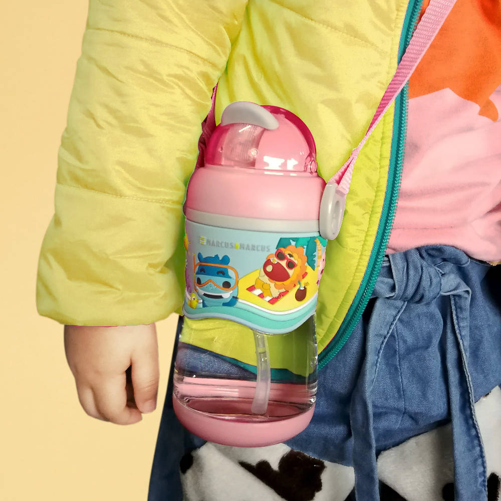 Marcus & Marcus 2-stage Tritan Straw Bottle - Pink - WERONE