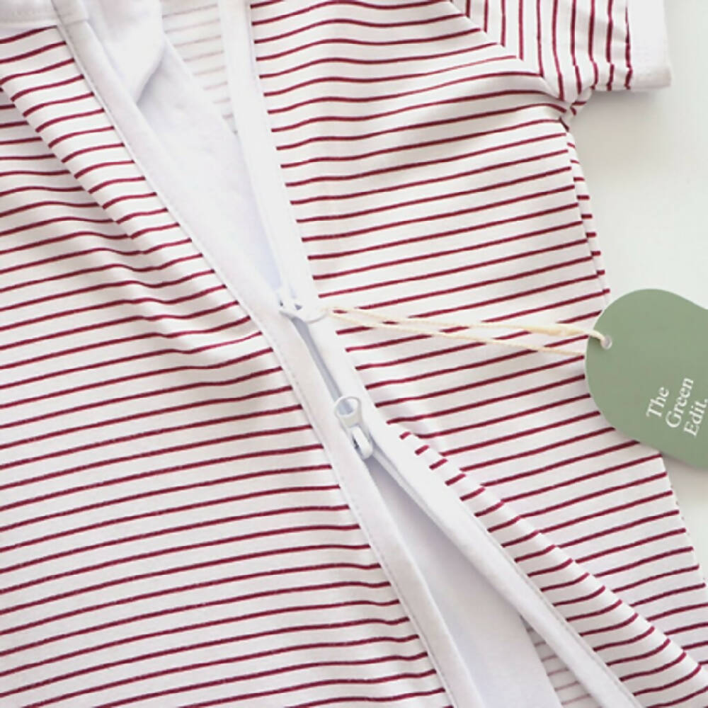 EasyZip Bodysuit (Red & White Stripes) - WERONE