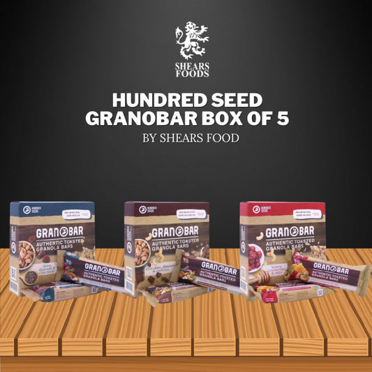 Hundred Seeds Granobar Box of 5 Ideal Cereal Bar for Breakfast by Shears