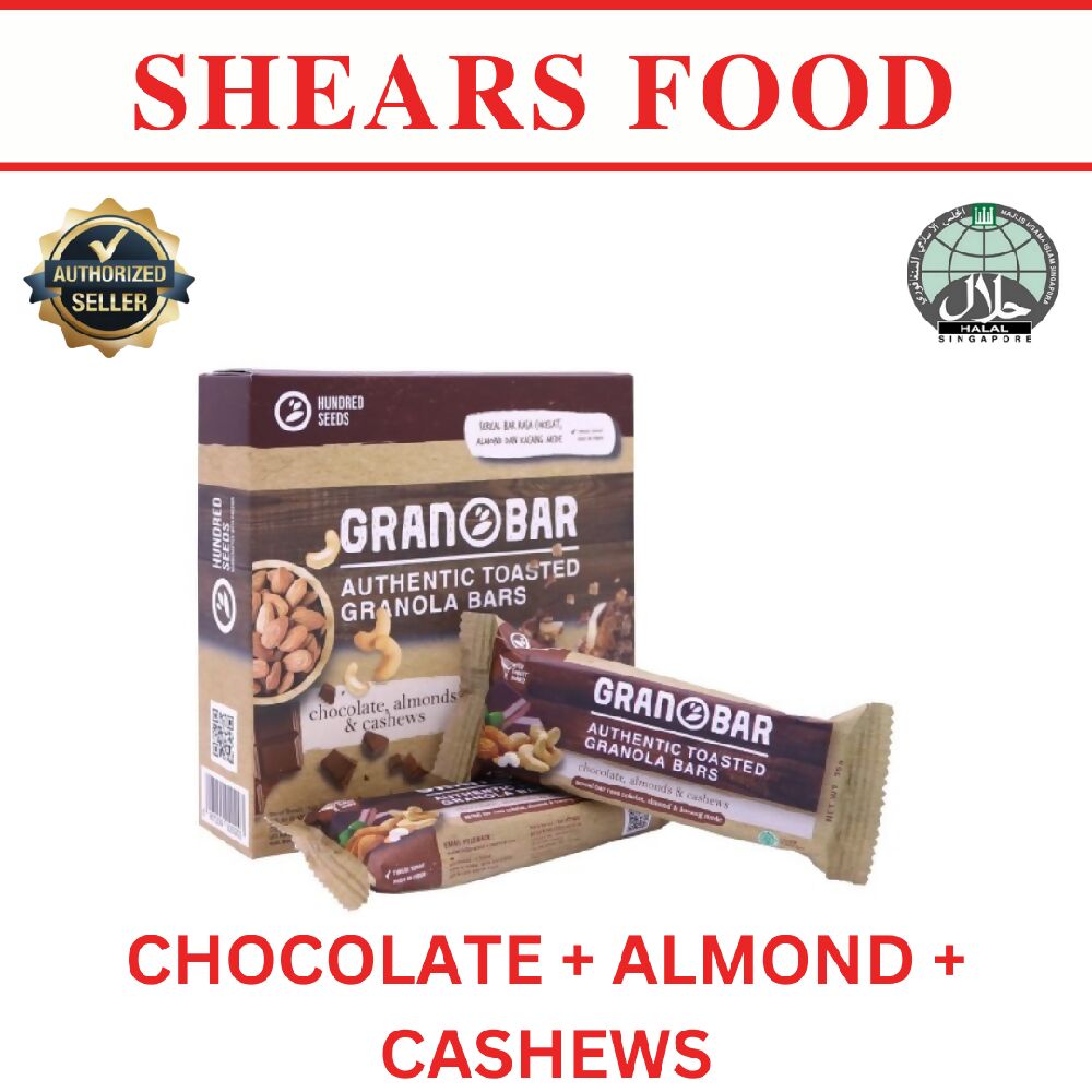 Hundred Seeds Granobar Box of 5 Ideal Cereal Bar for Breakfast by Shears