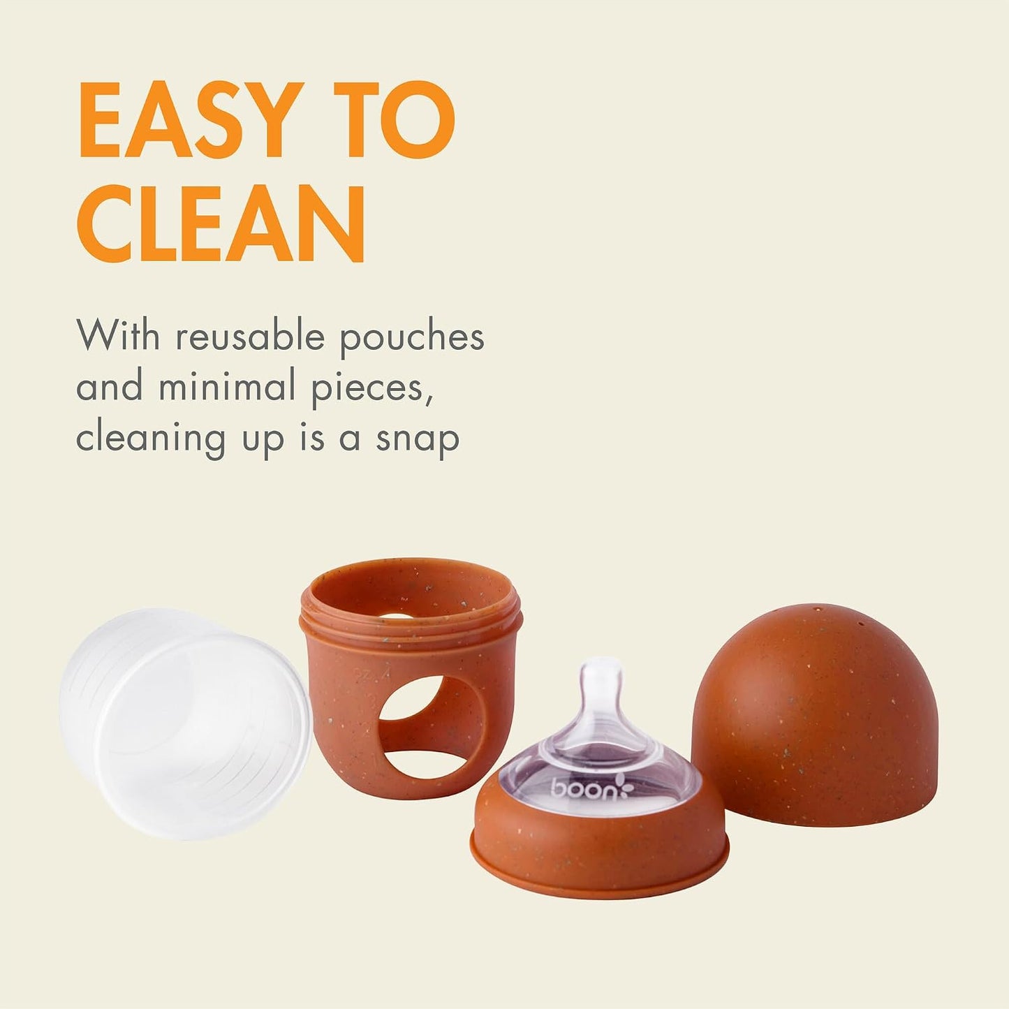 Boon Nursh Reusable Silicone Baby Bottles with Collapsible Silicone Pouch Design (Pack of 3)