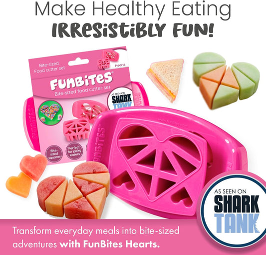 FUNBITES® Heart Food Cutter – Bite-Size Heart Sandwich Cutter for Kids | BPA-Free | Dishwasher Safe