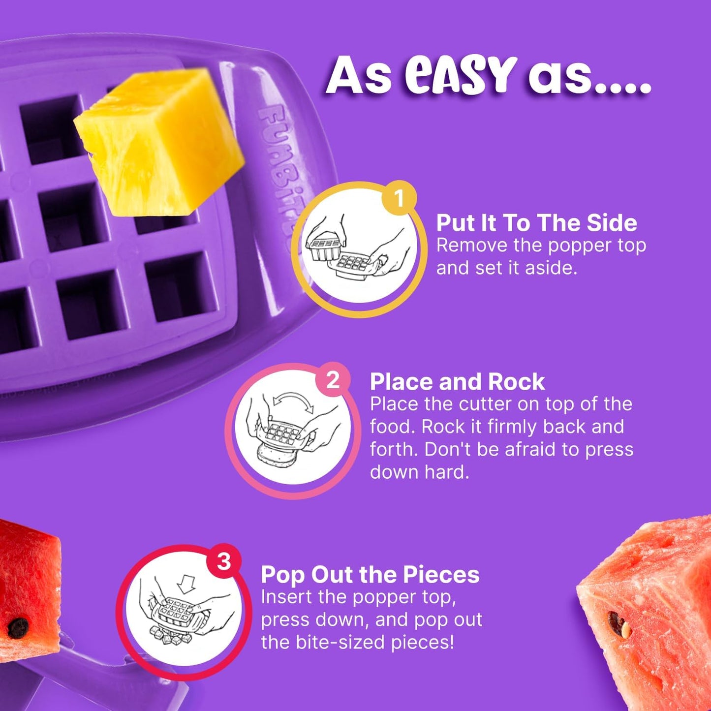 FUNBITES® Sandwich & Food Cutter – Bite-Size Square Cutter for Kids Lunches | BPA-Free | Dishwasher Safe