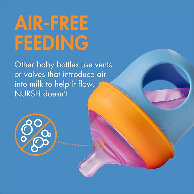 Boon Nursh Reusable Silicone Baby Bottles with Collapsible Silicone Pouch Design (Pack of 3)