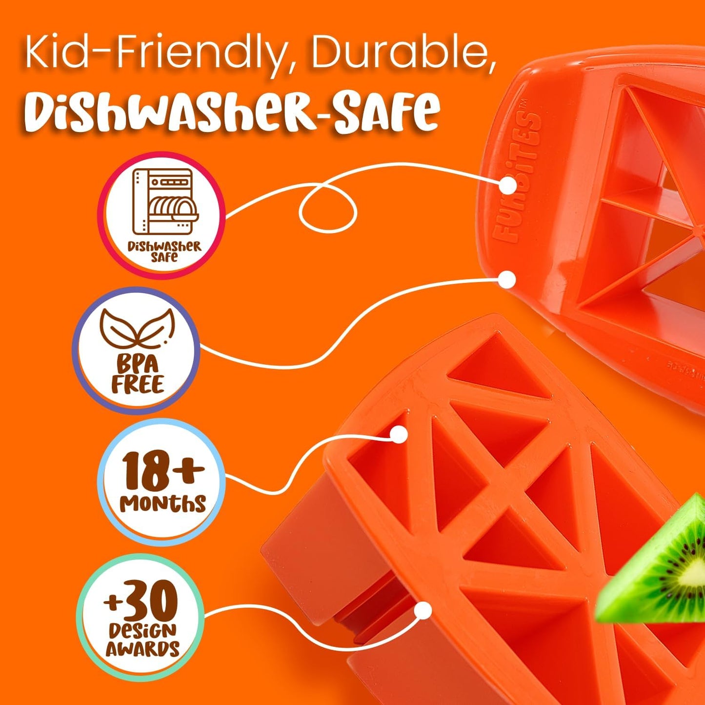 FUNBITES® Triangle Food Cutter – Bite-Size Triangle Sandwich Cutter for Kids | BPA-Free | Dishwasher Safe