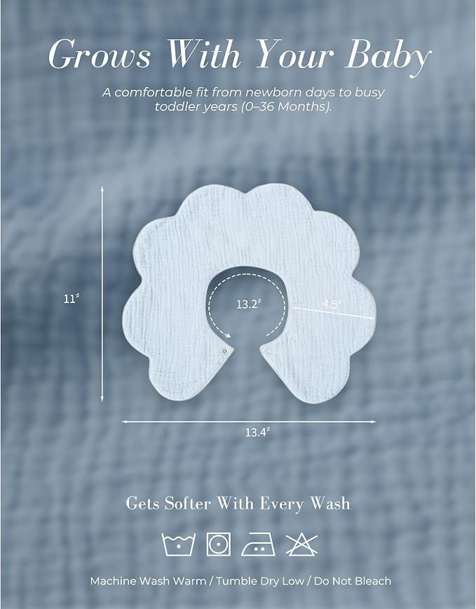 MairMore Muslin Baby Bibs, 6 Pack