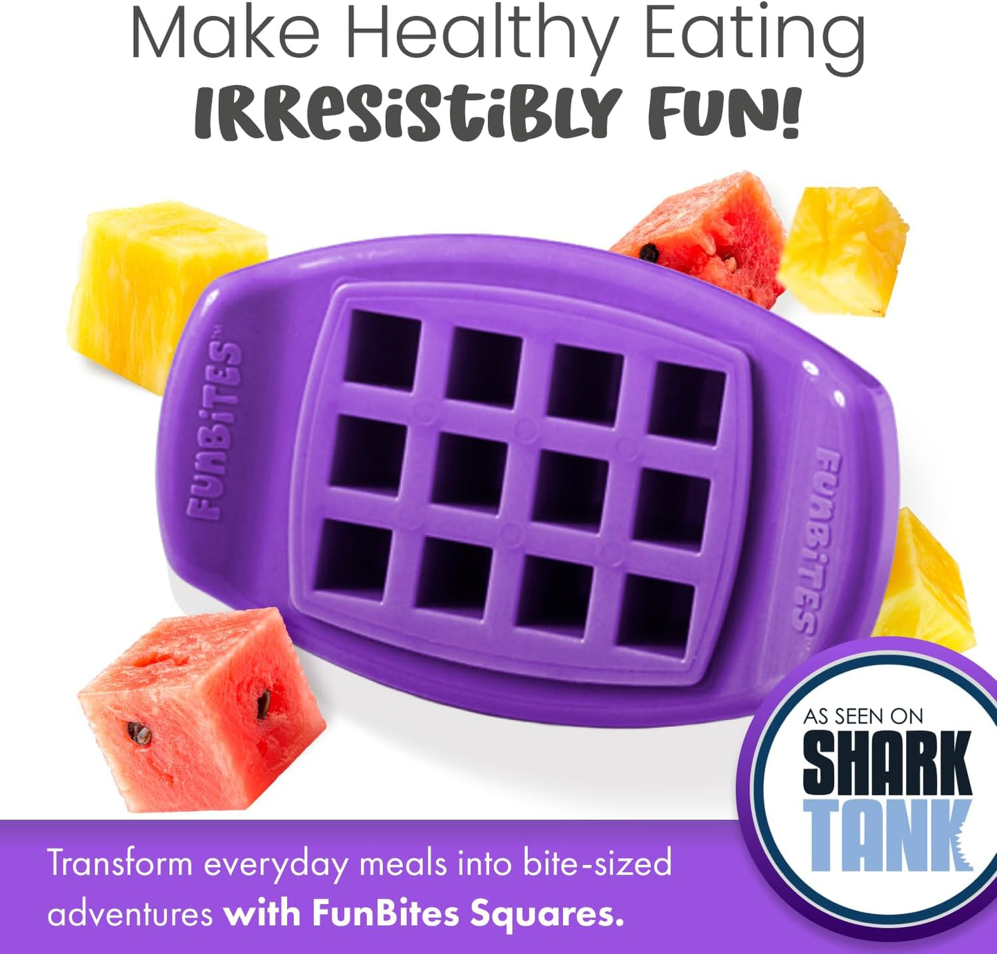 FUNBITES® Sandwich & Food Cutter – Bite-Size Square Cutter for Kids Lunches | BPA-Free | Dishwasher Safe