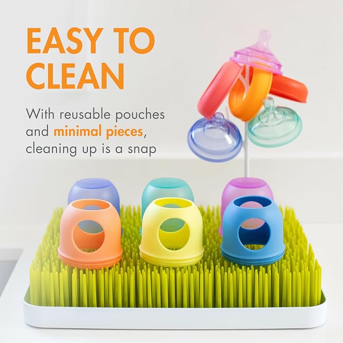 Boon Nursh Reusable Silicone Baby Bottles with Collapsible Silicone Pouch Design (Pack of 3)