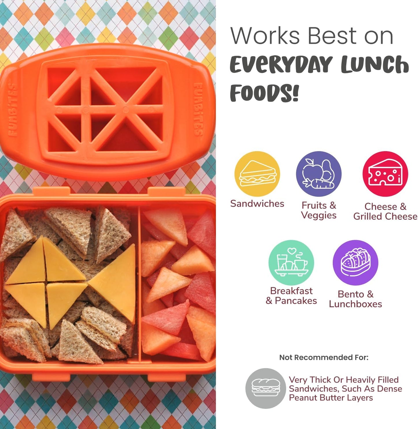 FUNBITES® Triangle Food Cutter – Bite-Size Triangle Sandwich Cutter for Kids | BPA-Free | Dishwasher Safe