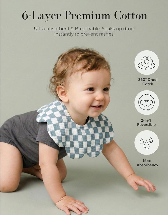 MairMore Muslin Baby Bibs, 6 Pack