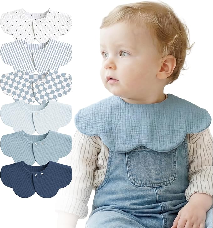 MairMore Muslin Baby Bibs, 6 Pack