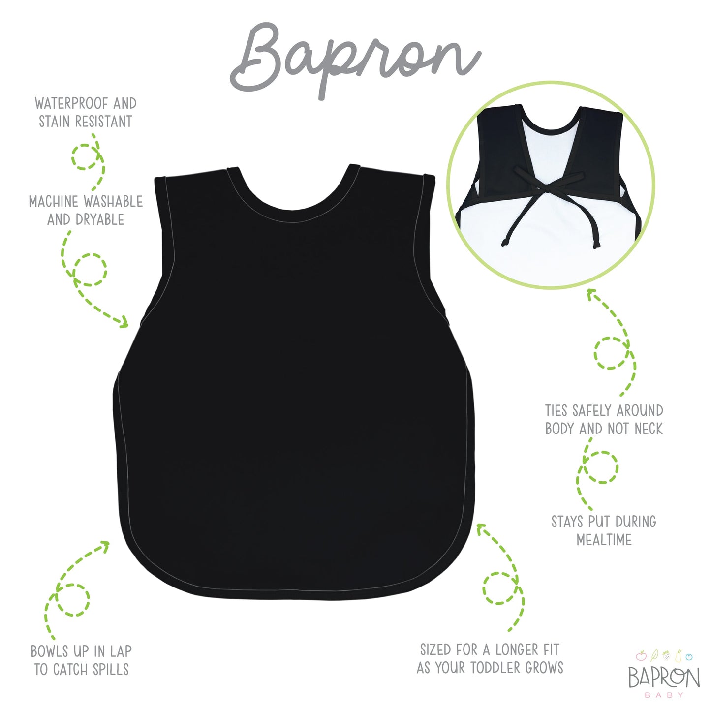 Black Minimalist Bapron