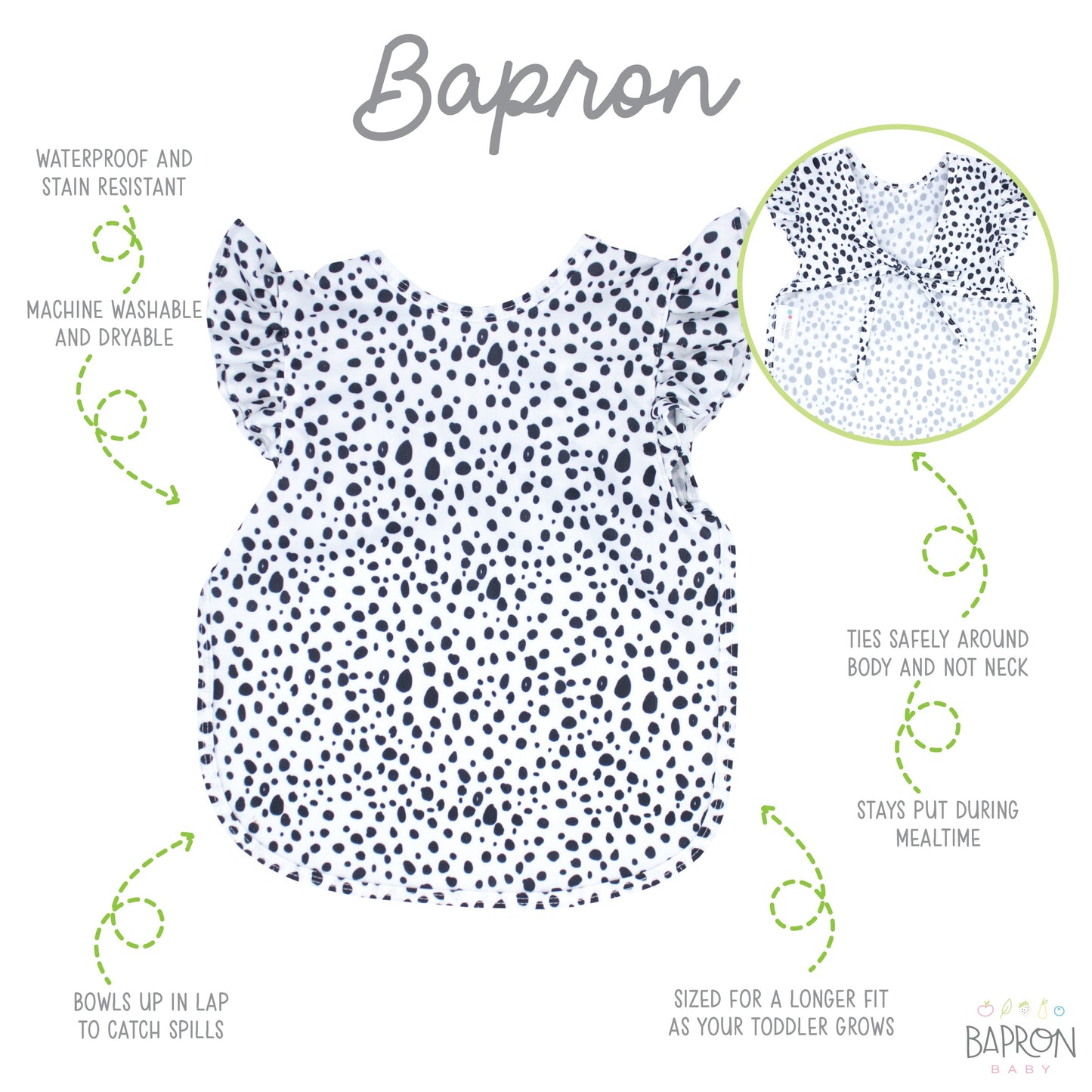 [SG59 SALE] Organic Dot Flutter Bapron