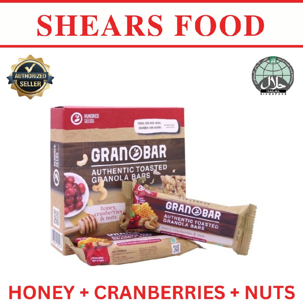 Hundred Seeds Granobar Box of 5 Ideal Cereal Bar for Breakfast by Shears