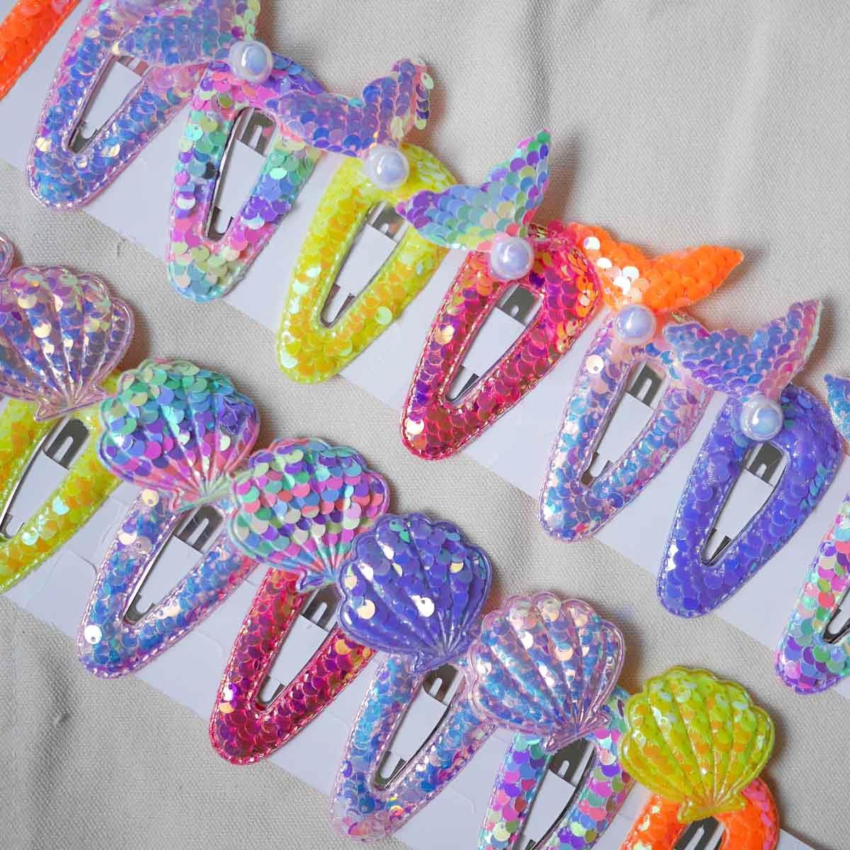 Shimmer Reef Sequin Hair Clips (Seashell) - Colorfull