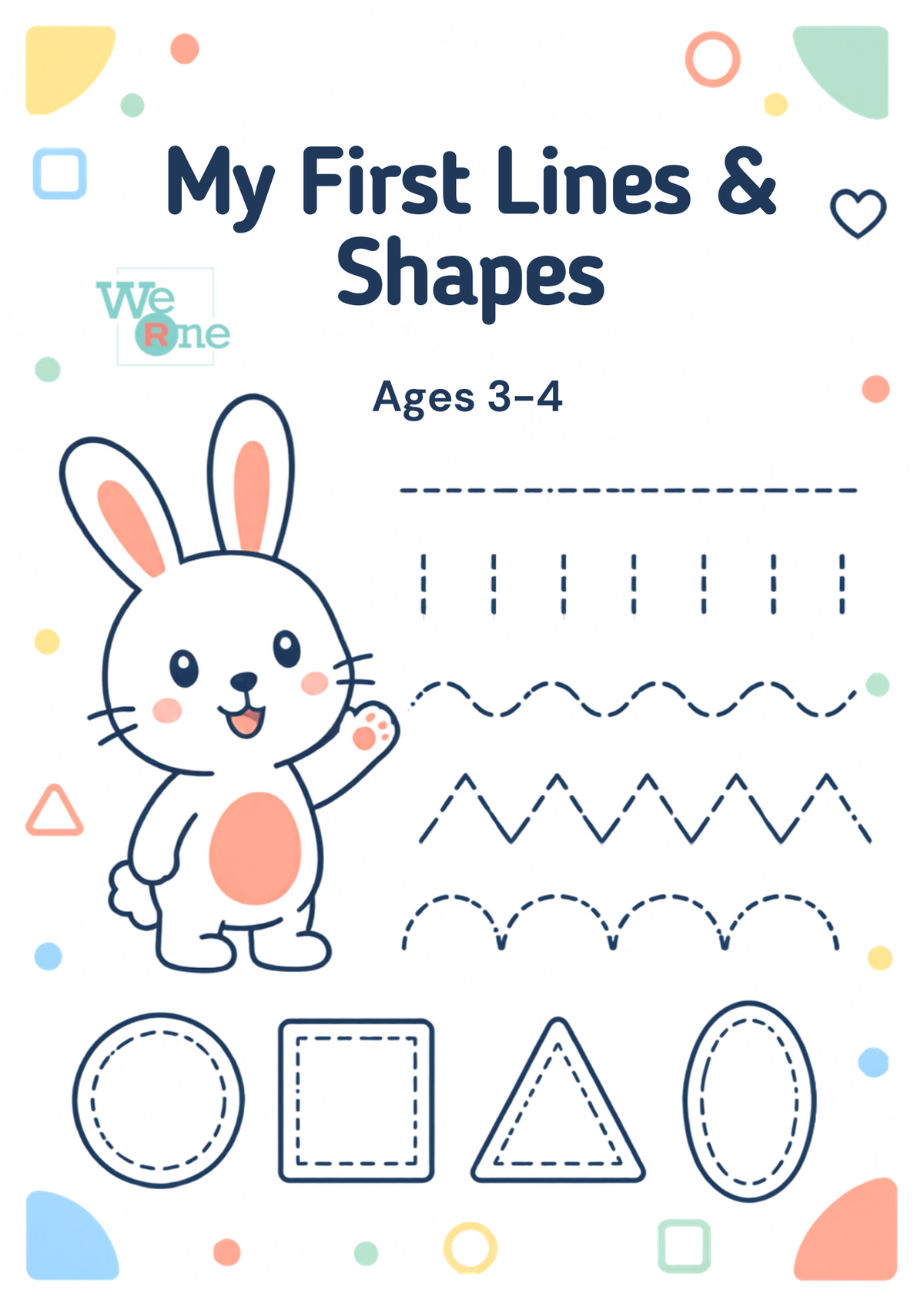 Pre-Writing Lines & Shapes Printable Pack, Ages 3–4 | Preschool Pencil Control PDF