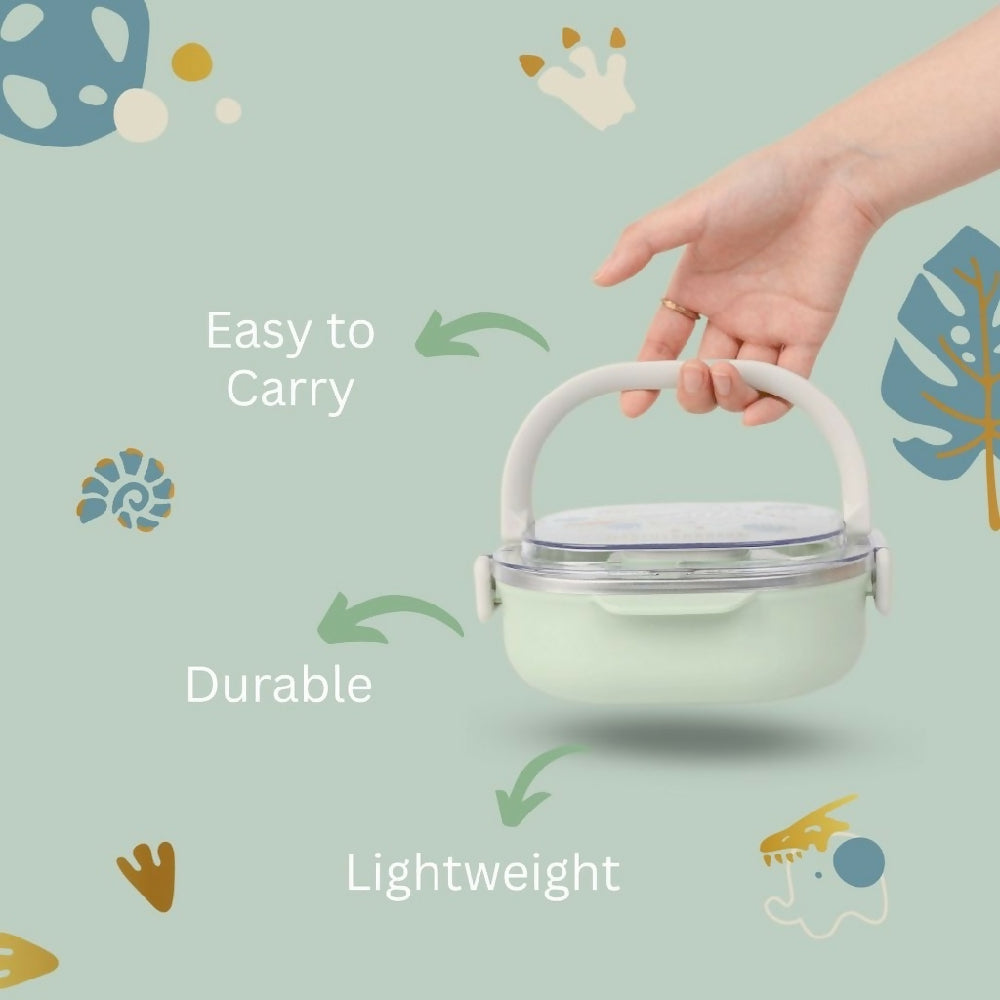 Marcus & Marcus Stainless Steel Lunch Box (2 Tier) 3 Compartments with Fork and Spoon