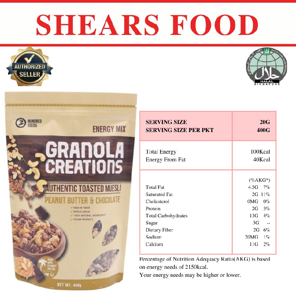 Hundred Seeds Granola Creation Ideal Mixed Cereals for Breakfast 400gms by Shears