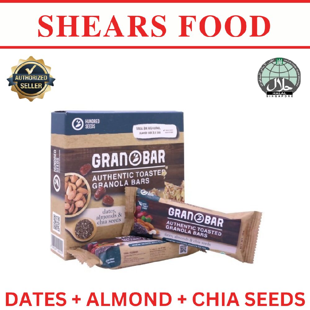 Hundred Seeds Granobar Box of 5 Ideal Cereal Bar for Breakfast by Shears