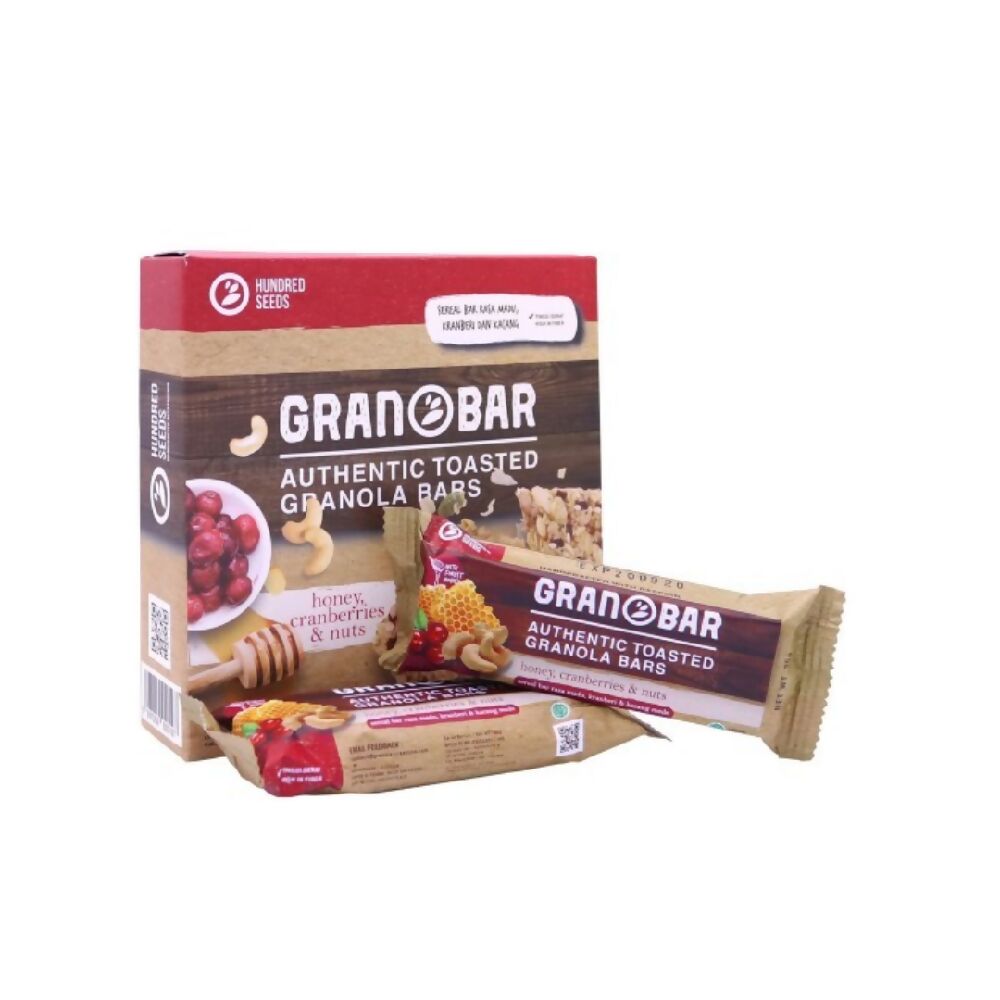 Hundred Seeds Granobar Box of 5 Ideal Cereal Bar for Breakfast by Shears