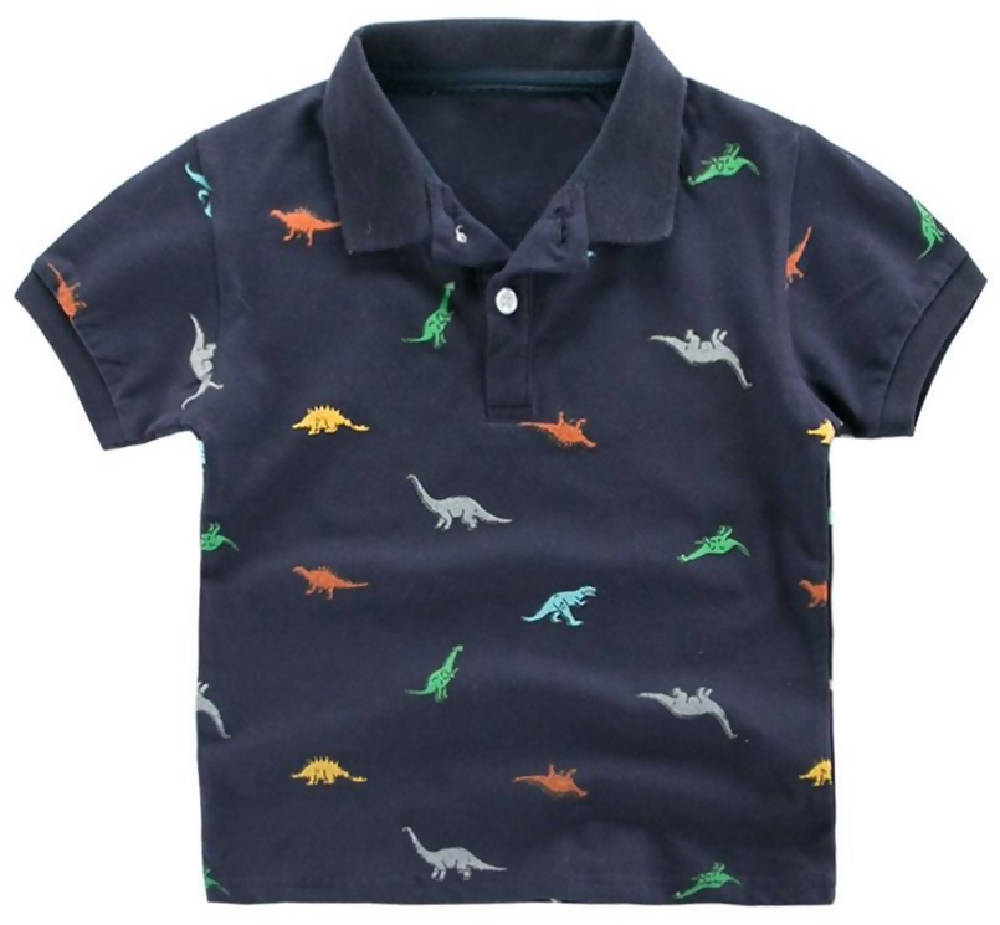 Navy Dino Colourful Polo Shirt - WERONE