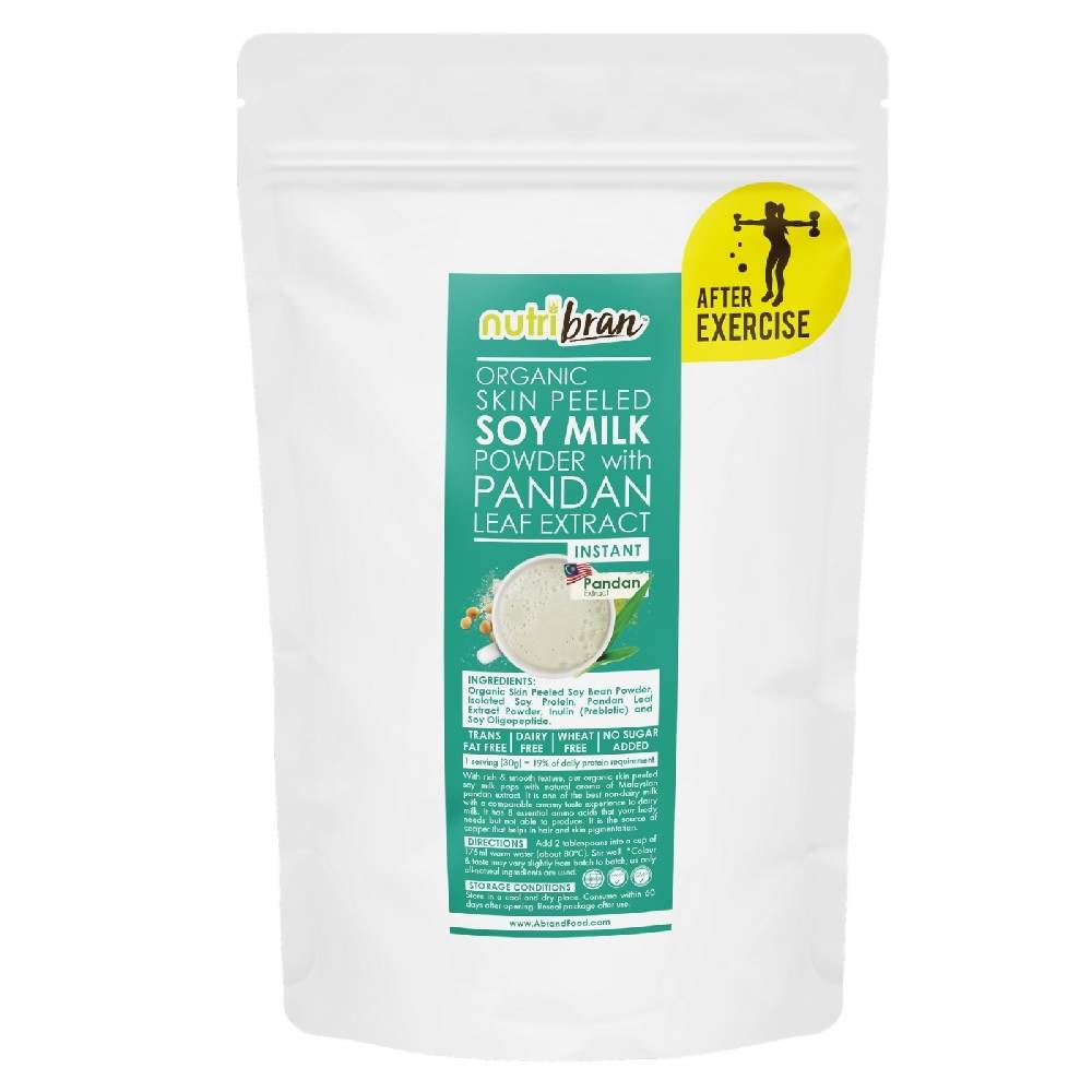 NutriBran Organic Skin Peeled Soy Milk Instant Powder with Pandan Leaf Extract - 300g - WERONE