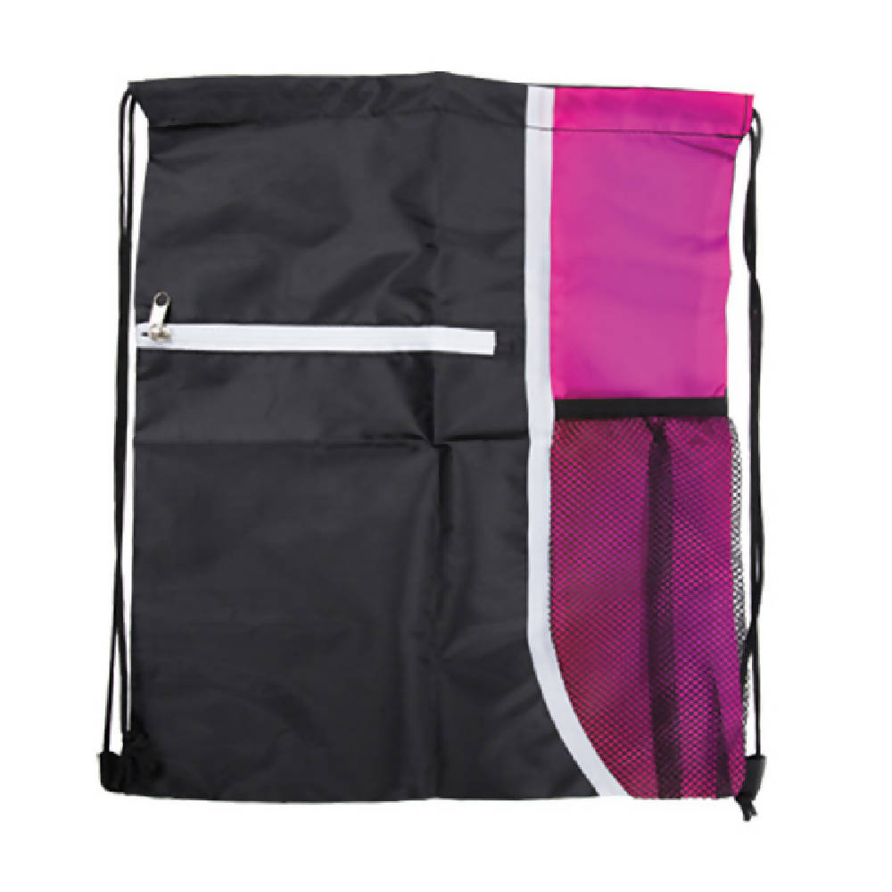 Adventure World Drawstring Bag With Pocket And Side Netting (Pink) - WERONE