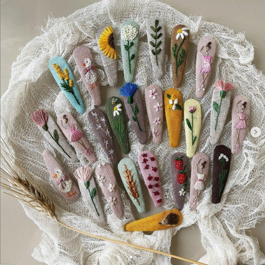 Linen Embroidery Hairpins