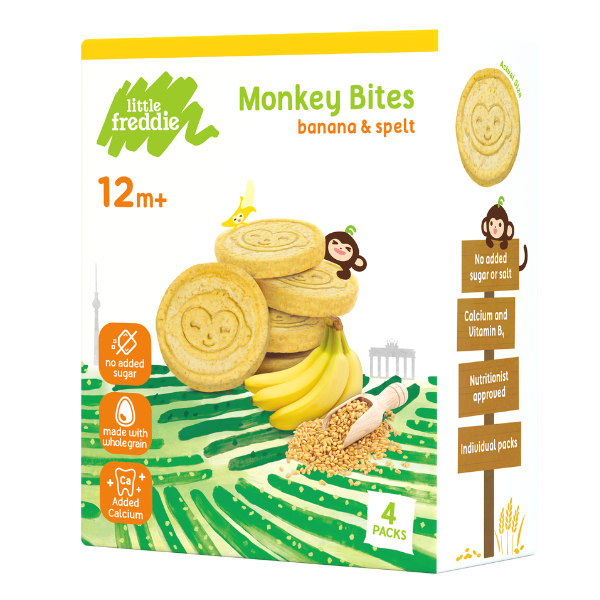 Little Freddie Organic Baby Food Monkey Bites - Banana & Spelt 80g - WERONE