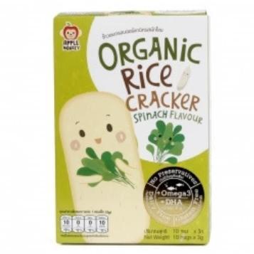 Apple Monkey Organic Rice Cracker - Spinach - 30g (10x3g) - WERONE